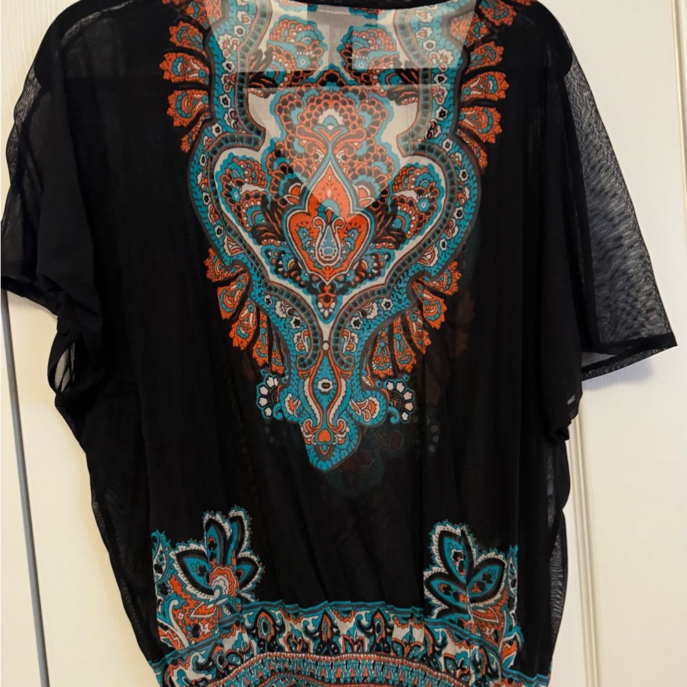 INC International Concepts Black and Blue Graphic Tunic